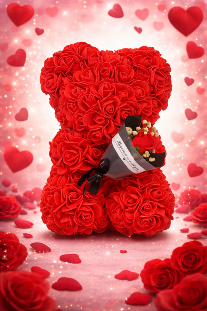 Różany Miś z Bukietem - BukietyMiłości™