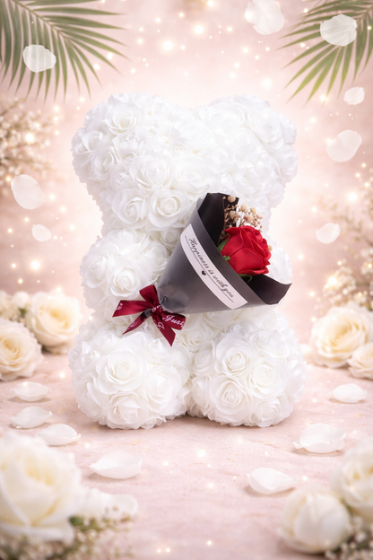 Różany Miś z Bukietem - BukietyMiłości™